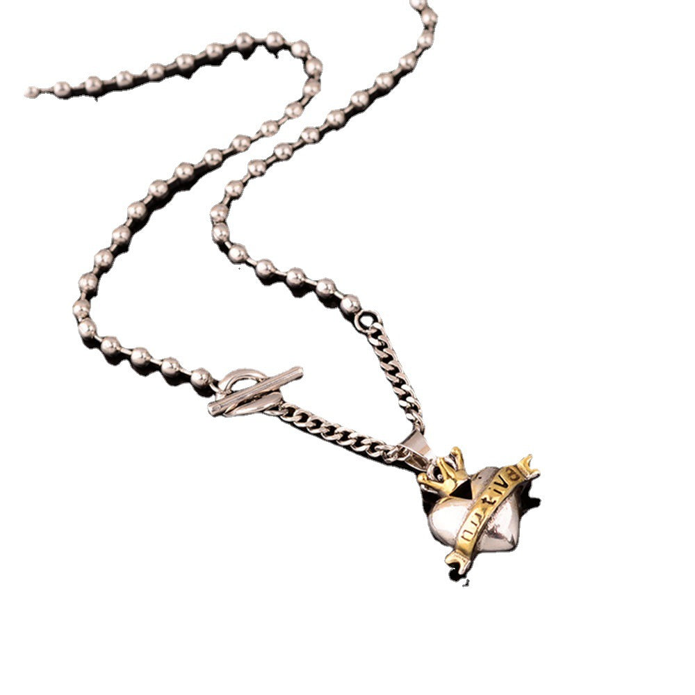 contrast heart pendant crown necklace - MERGE.DAY.1.FREESTYLE