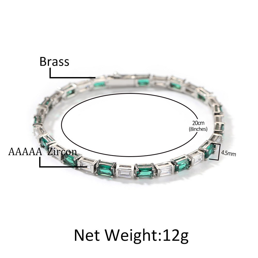 Hip-hop zircon-encrusted emerald color-matching tennis chain - MERGE.DAY.1.FREESTYLE