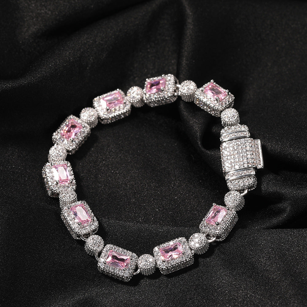 Copper inlaid pink zircon hip-hop bracelet - MERGE.DAY.1.FREESTYLE