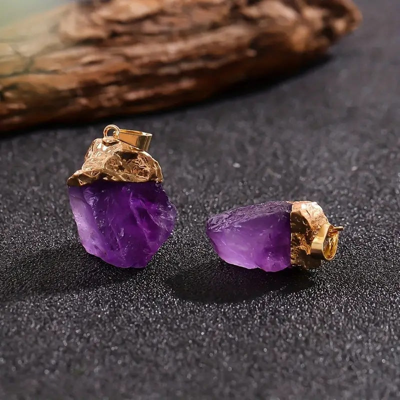 Natural amethyst gold-plated pendant - MERGE.DAY.1.FREESTYLE