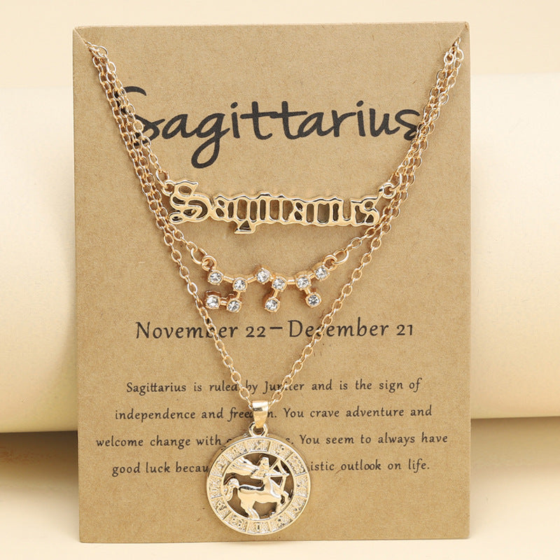 Zodiac Necklace Vintage English Star Image Pendant Three Piece Jewelry Set - MERGE.DAY.1.FREESTYLE