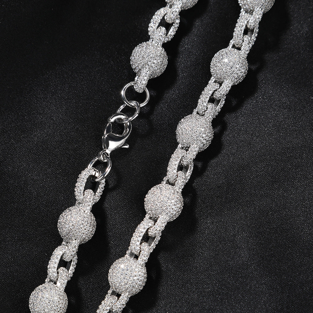 mens gold 5A Zirconia Ball chain necklace - MERGE.DAY.1.FREESTYLE