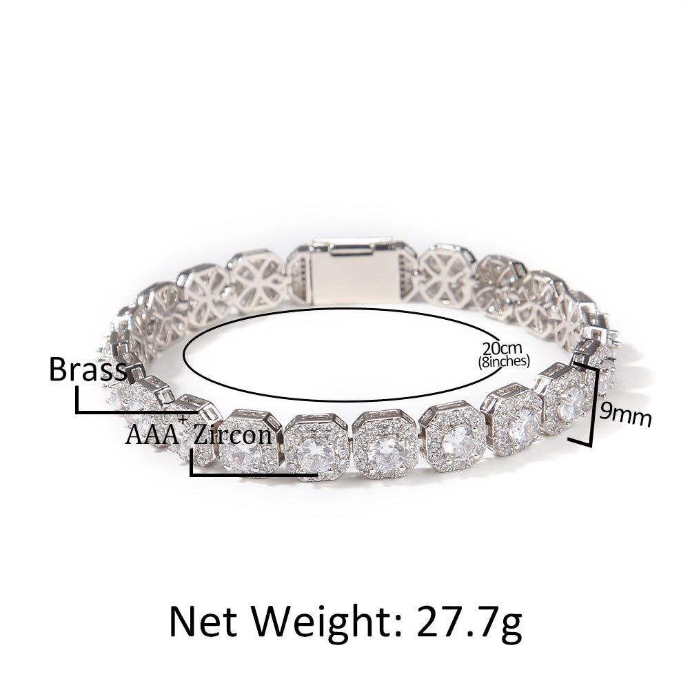 Hip-hop 9mm square rock candy zircon bracelet - MERGE.DAY.1.FREESTYLE