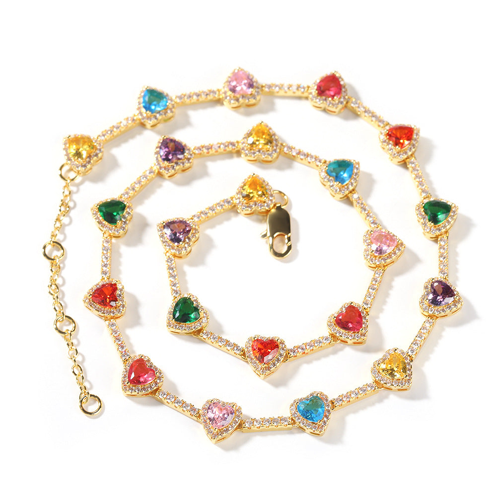Hip-hop colorful heart-shaped adjustable bracelet and necklace - MERGE.DAY.1.FREESTYLE