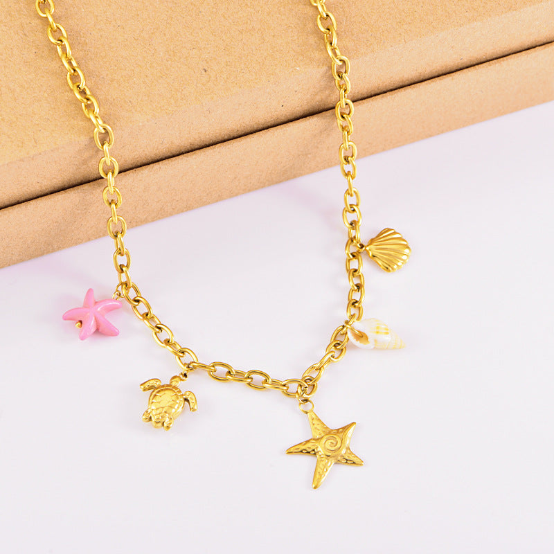 starfish turtle conch gold necklace - MERGE.DAY.1.FREESTYLE