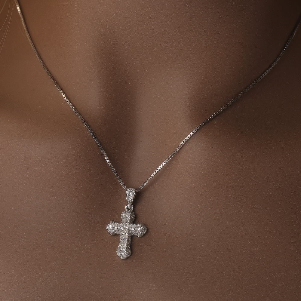 Gold-plated, diamond-encrusted mini cross necklace - MERGE.DAY.1.FREESTYLE