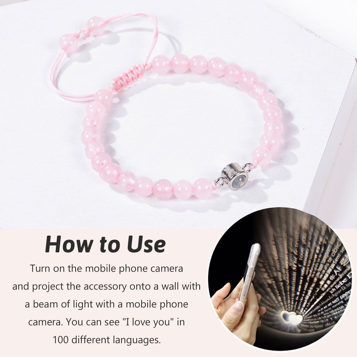 Pink crystal string stone projection bracelet - MERGE.DAY.1.FREESTYLE