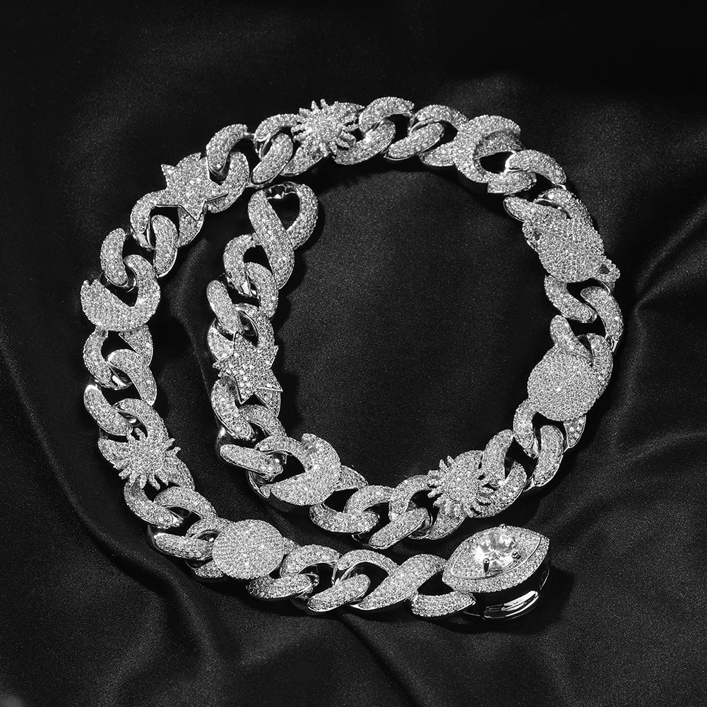 Hip-hop zircon-encrusted sun, star and eye necklace - MERGE.DAY.1.FREESTYLE