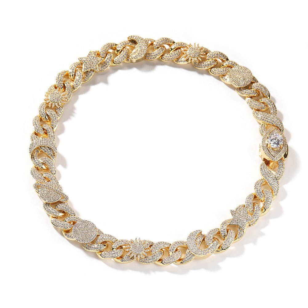 Hip-hop zircon-encrusted sun, star and eye necklace - MERGE.DAY.1.FREESTYLE