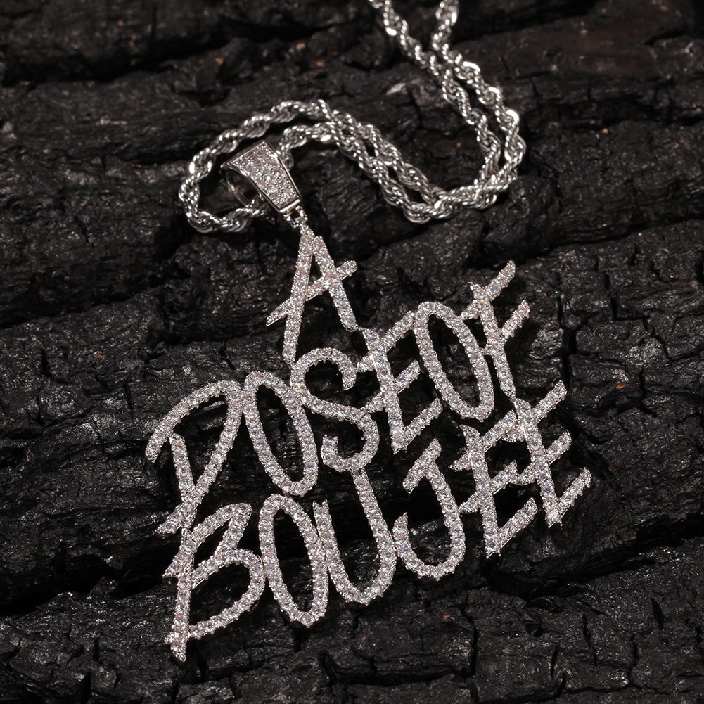 Letter splicing DIY custom micropaved zircon pendant - MERGE.DAY.1.FREESTYLE