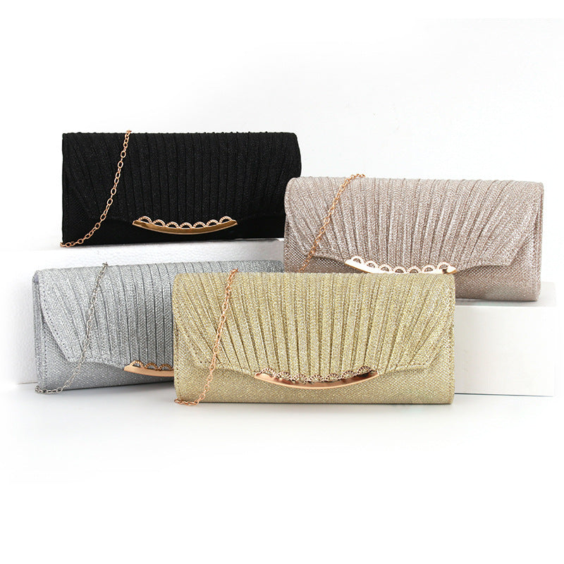 Pleated stitching chain crossbody Clutch Handbag - MERGE.DAY.1.FREESTYLE