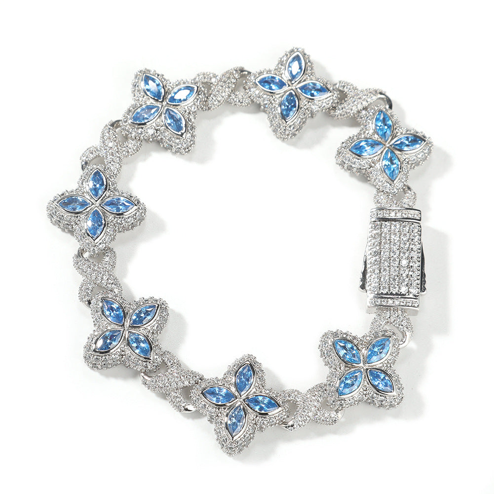 Hip-hop zircon colored infinite four-leaf clover bracelet - MERGE.DAY.1.FREESTYLE
