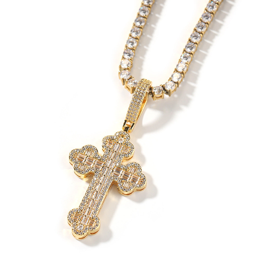 Hip-hop large diamond-encrusted cloud cross pendant - MERGE.DAY.1.FREESTYLE