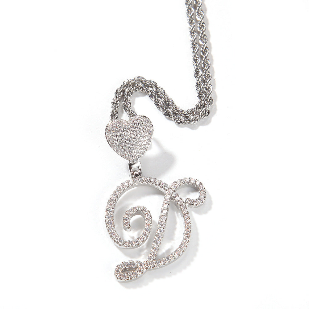 Zircon love button head floral letter pendant diamond hip hop pendant - MERGE.DAY.1.FREESTYLE