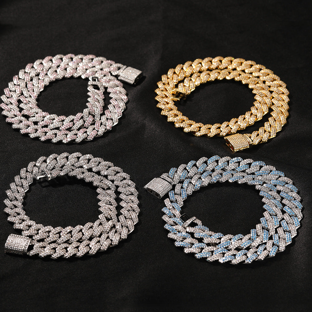 Hip-hop bar-style Cuban zircon-encrusted necklace - MERGE.DAY.1.FREESTYLE