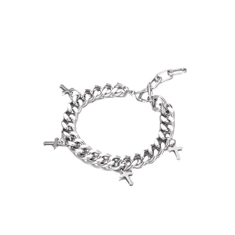 Cuban Titanium Steel Small Cross Bracelet - MERGE.DAY.1.FREESTYLE
