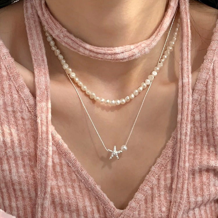Small starfish necklace pearl necklace - MERGE.DAY.1.FREESTYLE