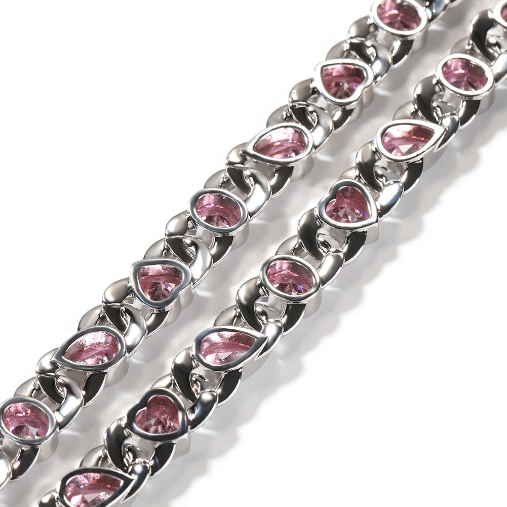 Pink Love Infinity Chain Diamond Necklace - MERGE.DAY.1.FREESTYLE