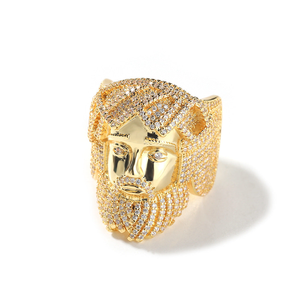 Hip-hop exaggerated portrait inlaid zircon ring - MERGE.DAY.1.FREESTYLE
