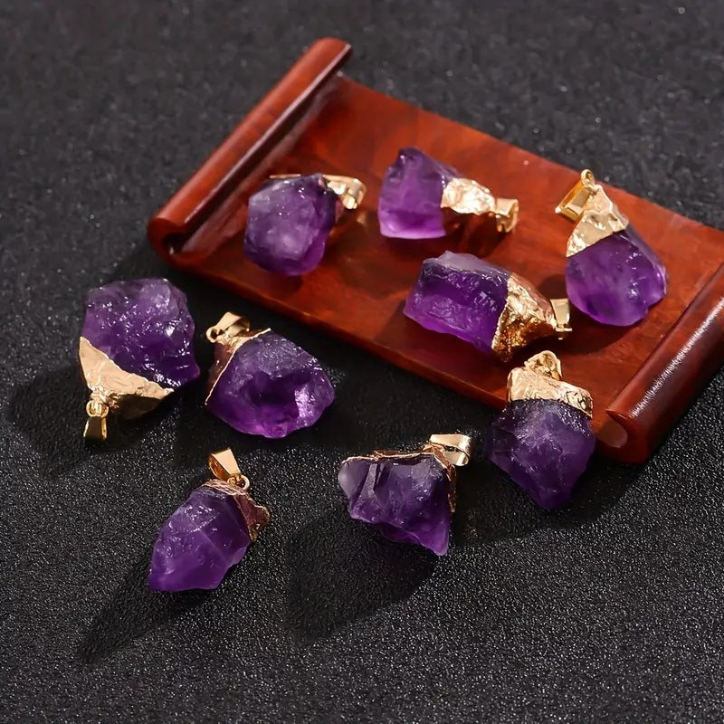 Natural amethyst gold-plated pendant - MERGE.DAY.1.FREESTYLE