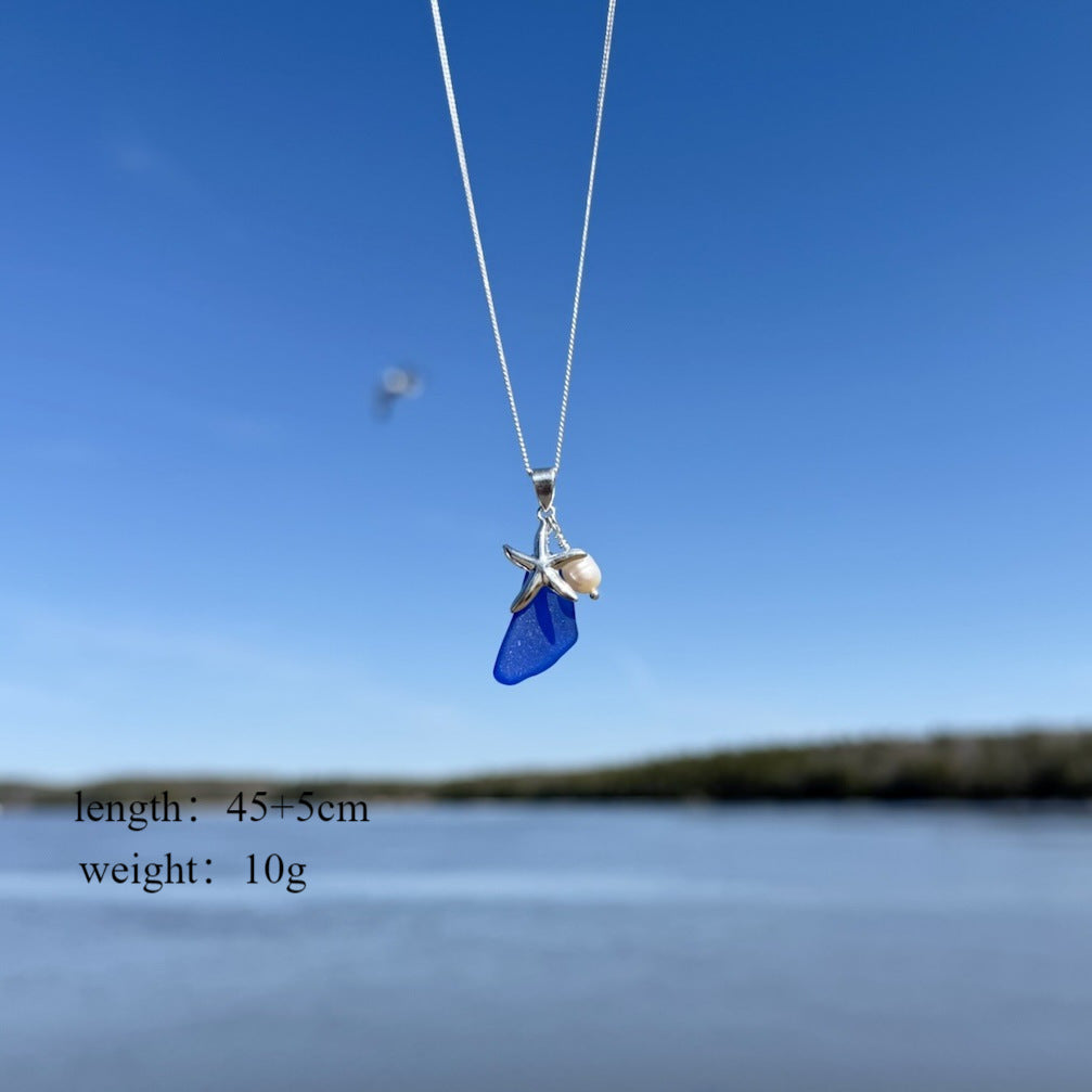 starfish necklace stone chalcedony pearl necklace - MERGE.DAY.1.FREESTYLE