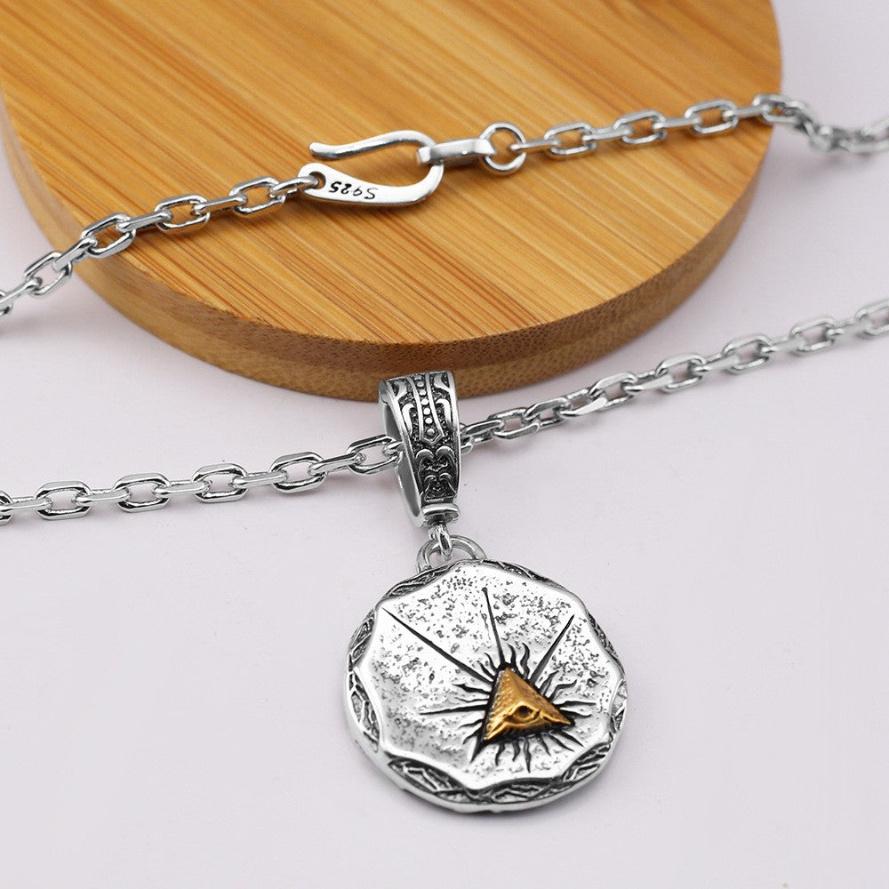 Retro style triangle plated 24k gold coin necklace - MERGE.DAY.1.FREESTYLE
