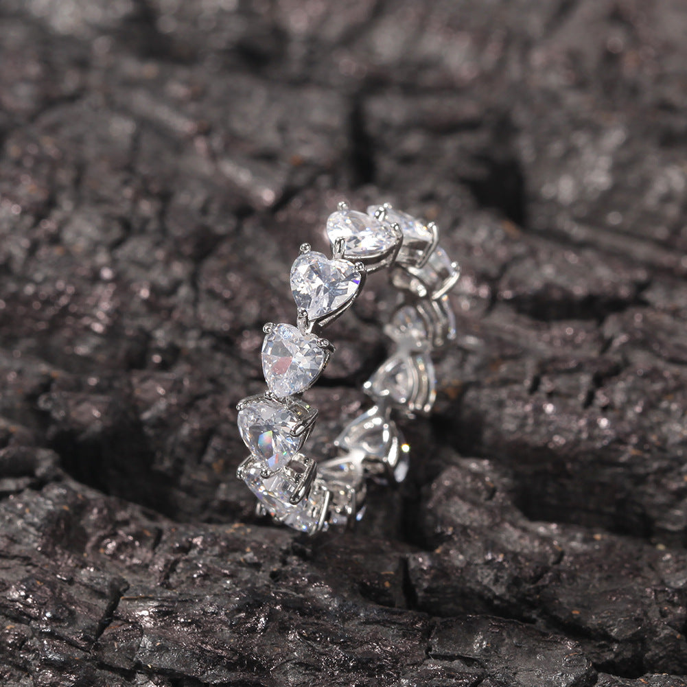 Hip-hop single-row heart-shaped zircon rings - MERGE.DAY.1.FREESTYLE