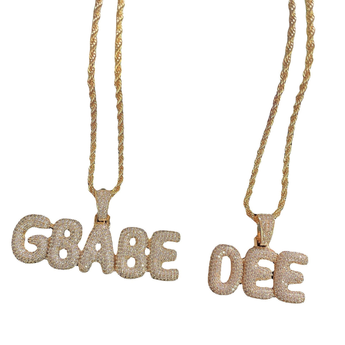 small bubble letter name necklace custom diamond pendant - MERGE.DAY.1.FREESTYLE