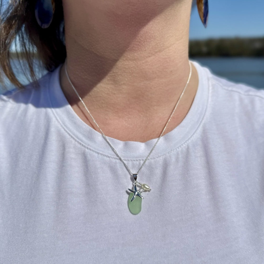 starfish necklace stone chalcedony pearl necklace - MERGE.DAY.1.FREESTYLE