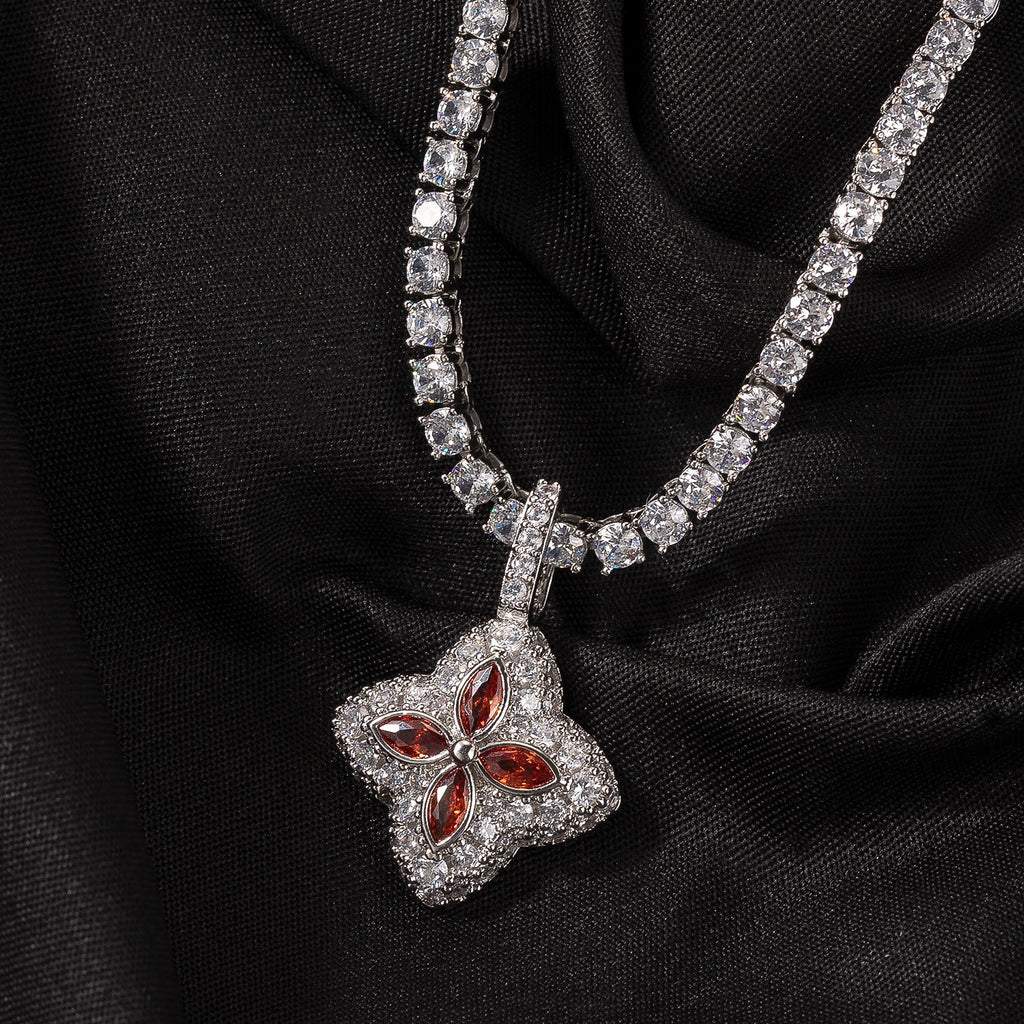 Cubic Zirconia Colorful Four-Leaf Clover Pendant - MERGE.DAY.1.FREESTYLE