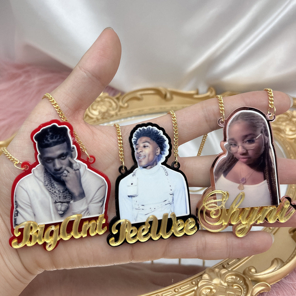 Custom Photo Necklace Custom Picture Nameplate Pendant Necklace for Kids Memory Jewelry - MERGE.DAY.1.FREESTYLE