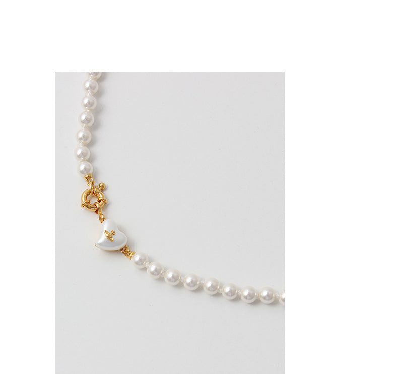 Women's retro heart pearl necklace clavicle chain - MERGE.DAY.1.FREESTYLE