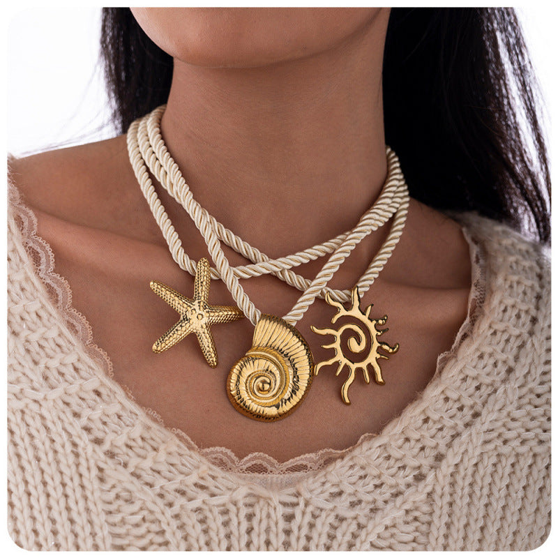starfish necklace conch sun thick rope necklace - MERGE.DAY.1.FREESTYLE