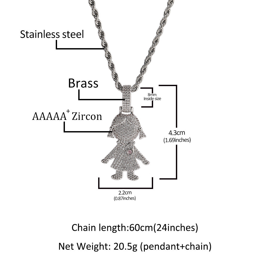 Cartoon Diamond Couple Pendant Necklace - MERGE.DAY.1.FREESTYLE