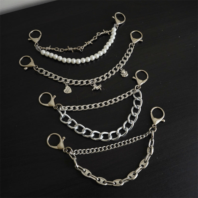 Hole shoe chain cool punk dark multi-layer shoe buckle rivet pearl shoe chain - MERGE.DAY.1.FREESTYLE