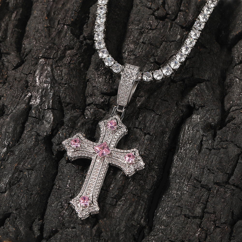 Hip-hop cross-shaped diamond Cubic Zirconia necklace - MERGE.DAY.1.FREESTYLE