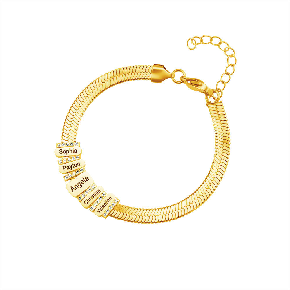 Flat snake bone chain diamond engraving bracelet - MERGE.DAY.1.FREESTYLE
