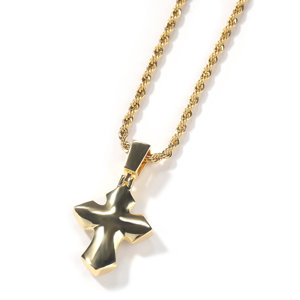 Rose Gold Cross Pendant with Micro-Zirconia - MERGE.DAY.1.FREESTYLE