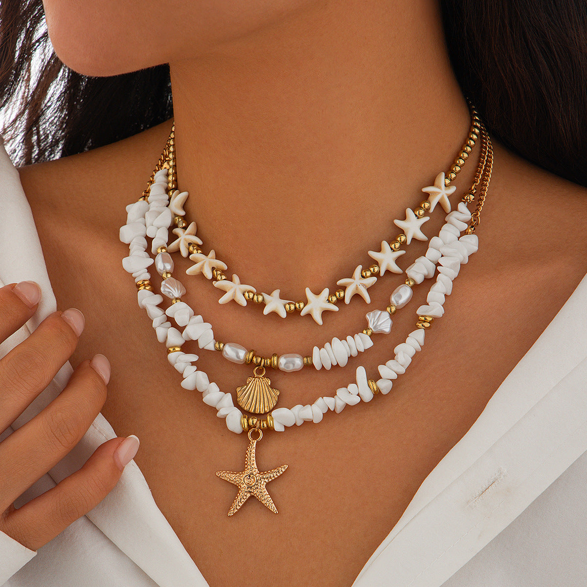 starfish necklace pearl shell necklace - MERGE.DAY.1.FREESTYLE
