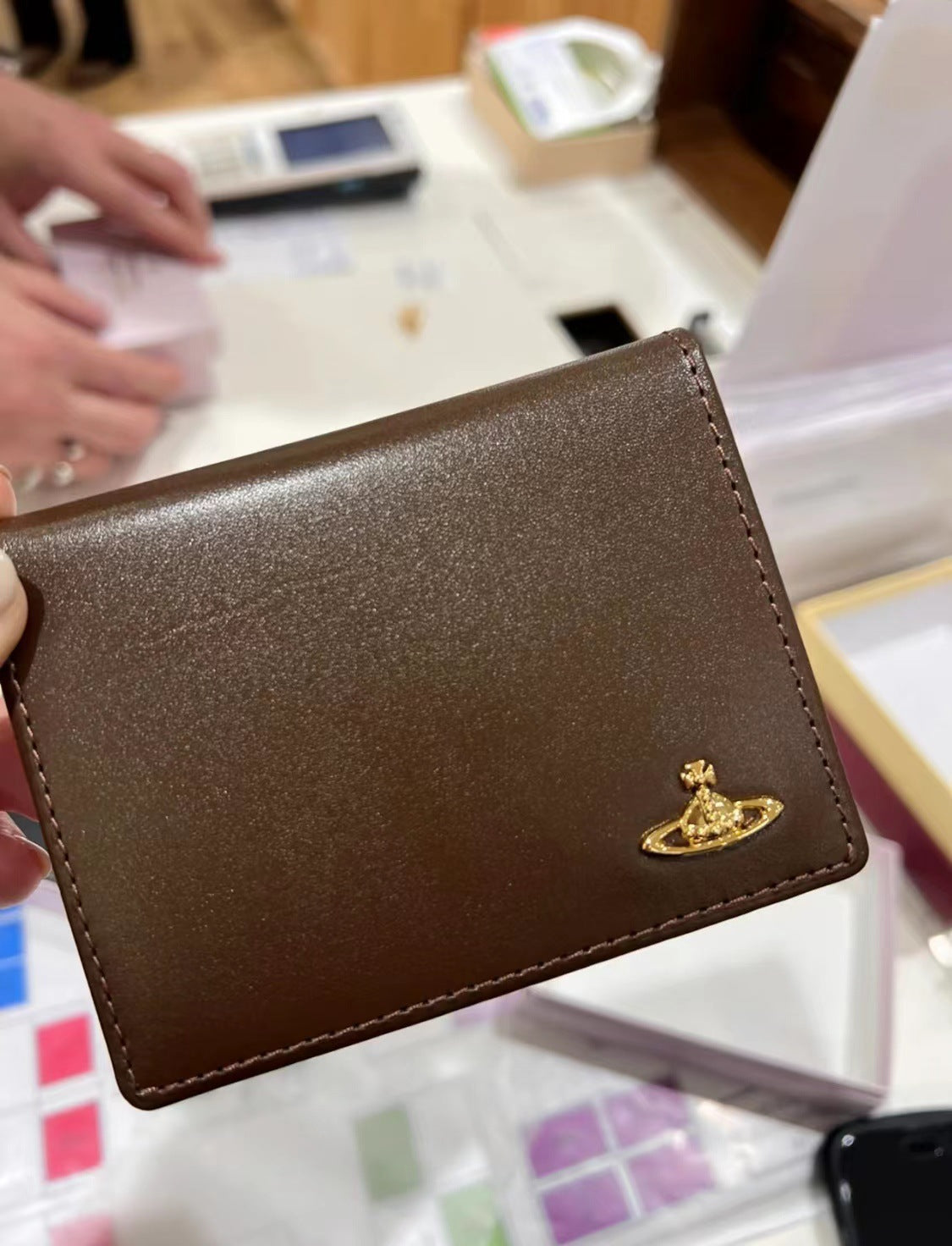 Card holder ID holder genuine leather long solid color - MERGE.DAY.1.FREESTYLE