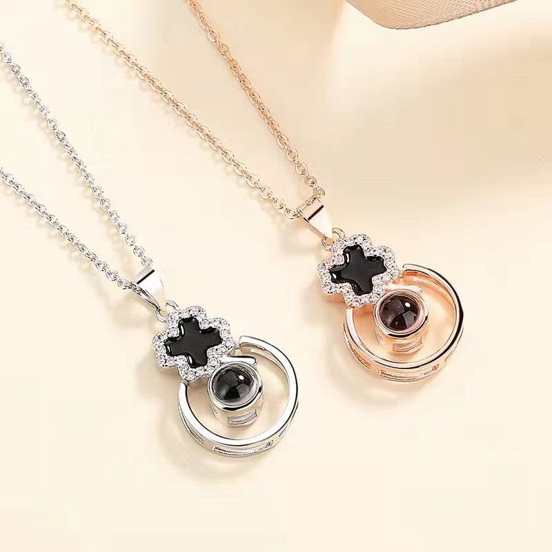 S925 Silver Epoxy Necklace Female Projection Pendant - MERGE.DAY.1.FREESTYLE