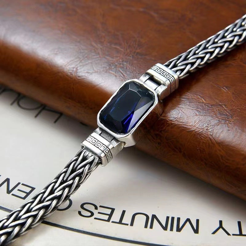 Hand-woven aquamarine silver bracelet - MERGE.DAY.1.FREESTYLE