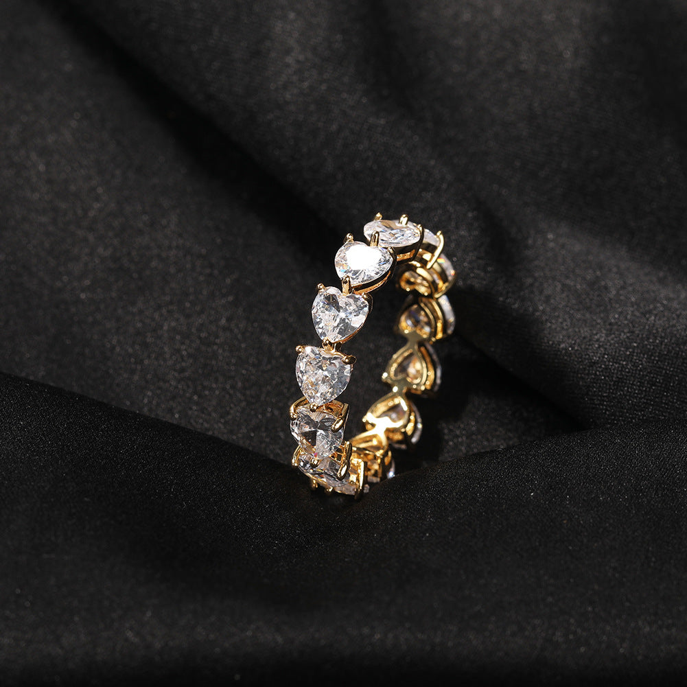 Hip-hop single-row heart-shaped zircon rings - MERGE.DAY.1.FREESTYLE