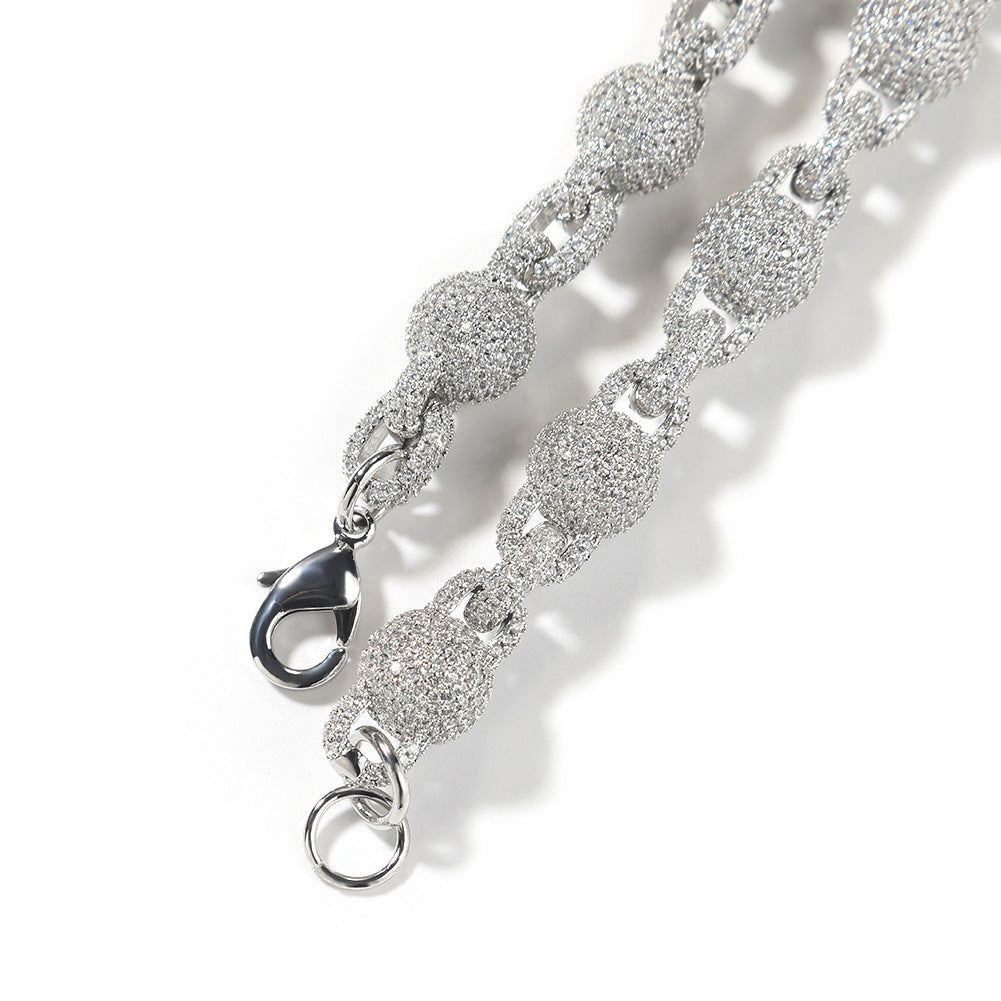 mens gold 5A Zirconia Ball chain necklace - MERGE.DAY.1.FREESTYLE