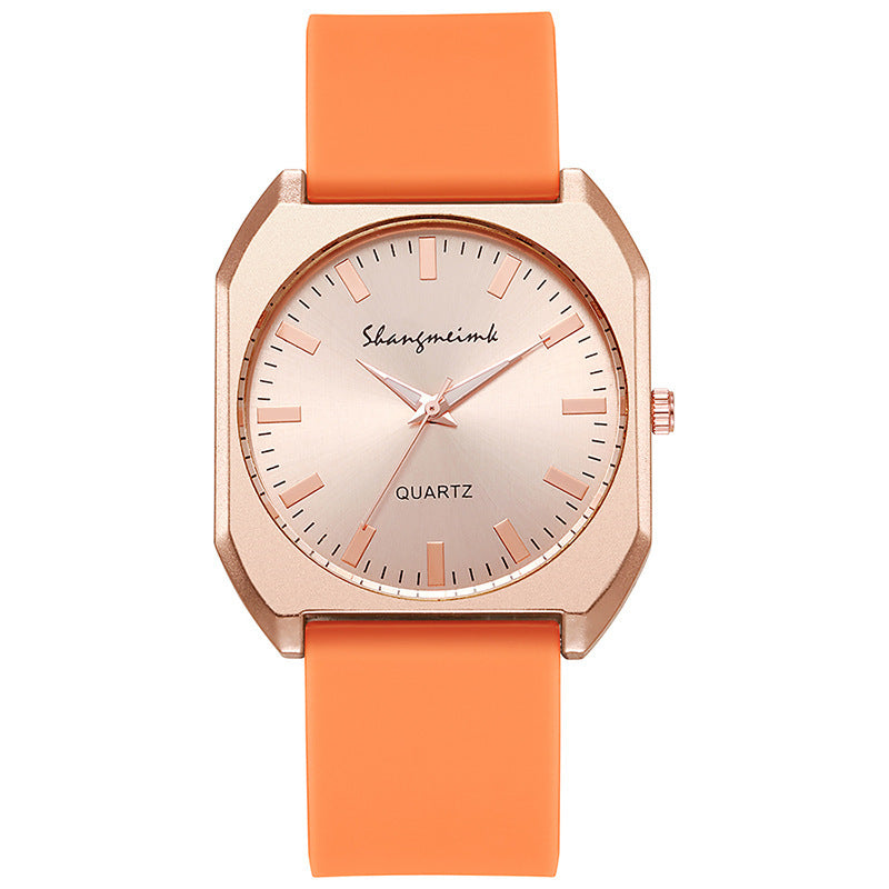 Simple, square quartz silicone watch with a stylish silicone strap - MERGE.DAY.1.FREESTYLE