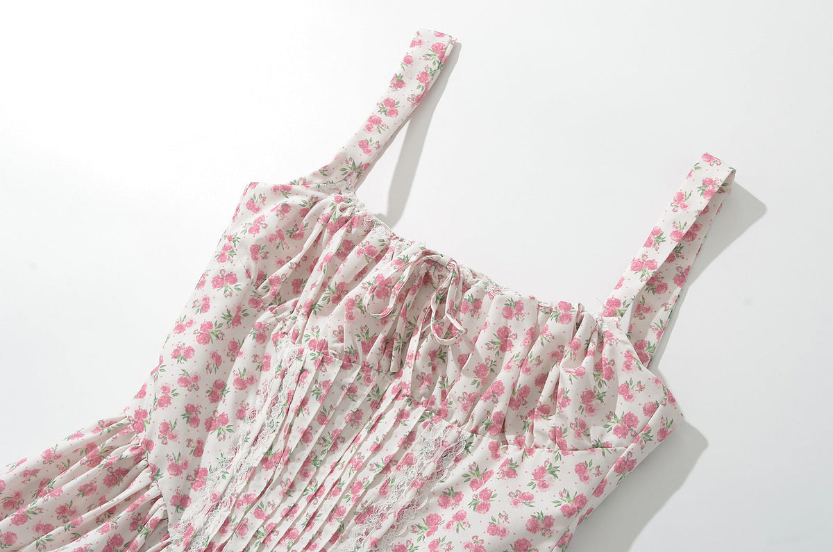 French girl floral suspender dress playful summer dress - MERGE.DAY.1.FREESTYLE
