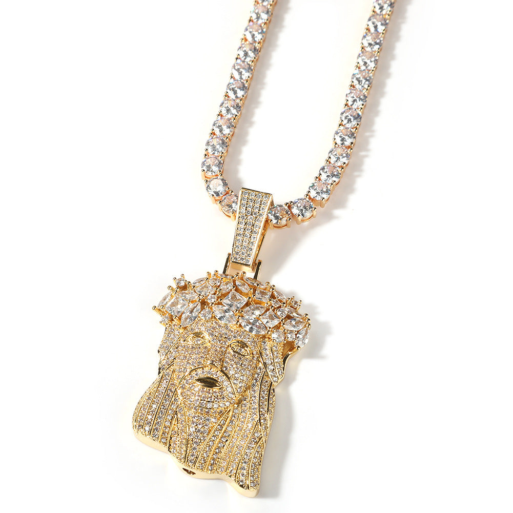 Hip Hop Iced Out CZ Jesus Piece Pendant Necklace - MERGE.DAY.1.FREESTYLE