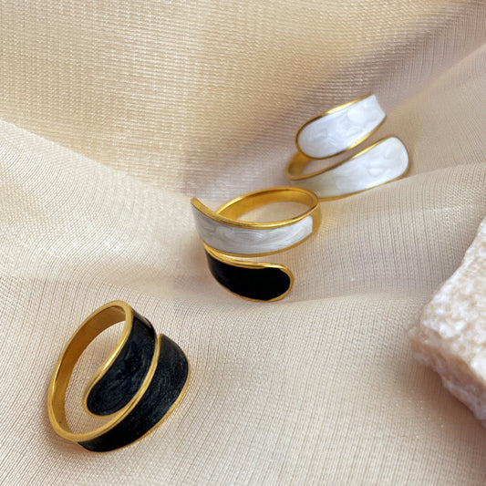 18k gold drop retro open ring - MERGE.DAY.1.FREESTYLE