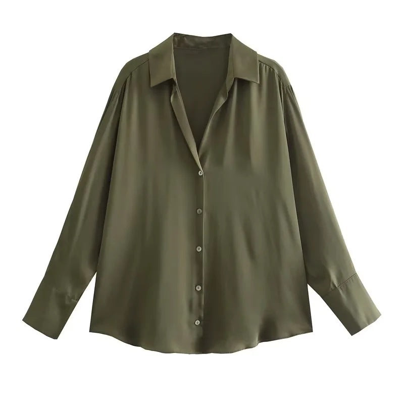 Striped satin long-sleeved shirt - MERGE.DAY.1.FREESTYLE