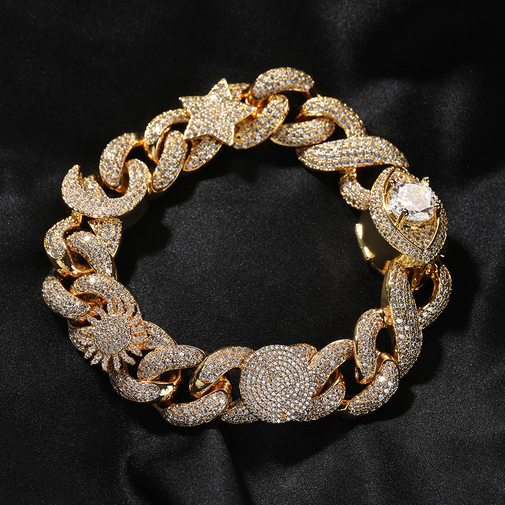Hip-hop zircon-encrusted sun, star and eye necklace - MERGE.DAY.1.FREESTYLE